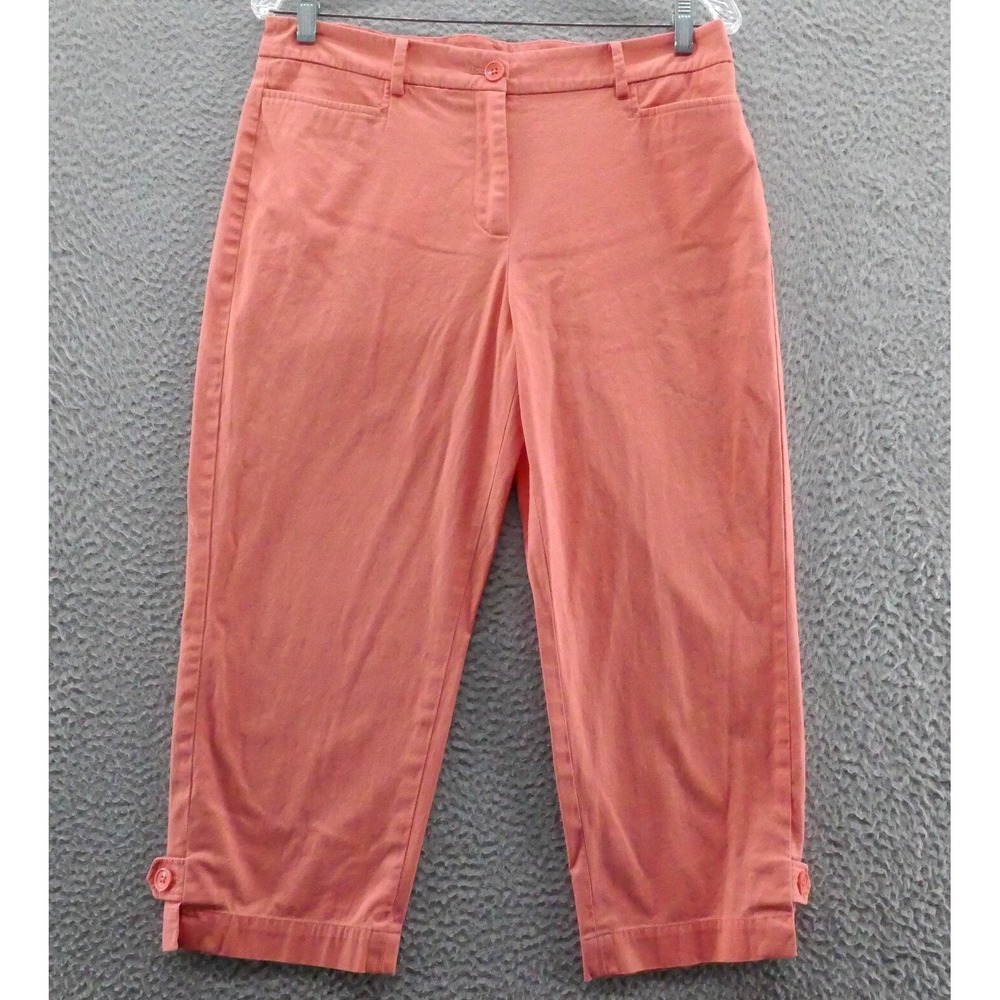 Talbots Perfect Skimmer Pants Womens Size 10 Coral Pink Cropped Cotton Stretch